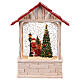 Casa glitterata tetto rosso Babbo Natale sacco regali 15x8x30 cm s5