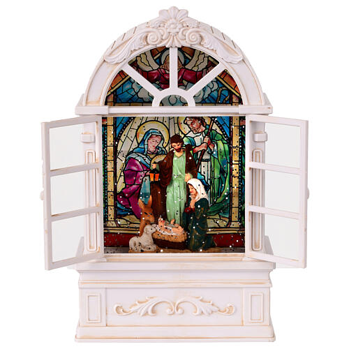 Ventana de purpurina Natividad iluminada 15x8x25 cm 5