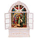 Finestra glitterata Natività illuminata 15x8x25 cm s1