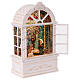 Finestra glitterata Natività illuminata 15x8x25 cm s4
