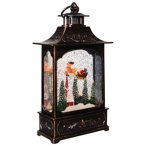 Illuminated lantern with Santa Claus on his sleigh, 8x4x12 in 3