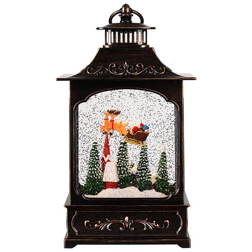 Illuminated lantern with Santa Claus on his sleigh, 8x4x12 in 4