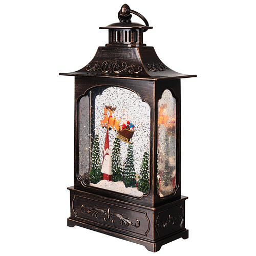 Lanterna illuminata Babbo Natale su slitta 20x10x30 cm 2