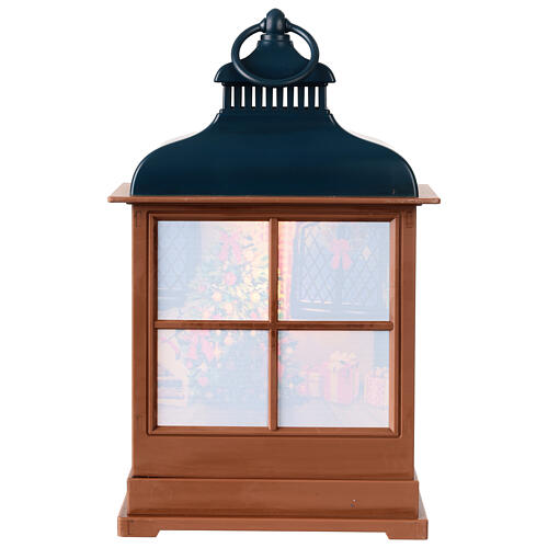 Lampion świąteczny z Mikołajem w pracowni, 15x8x30 cm 4