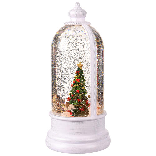 Glasglocke mit Schneeeffekt, Weihnachtsbaum von Engeln umgeben – Musik, Beleuchtung, H 27 cm, Ø 12,5 cm 3