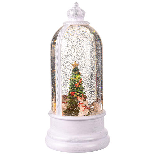 Glittery glass dome, animated angels and Christmas tree, 5x5x10 in 4