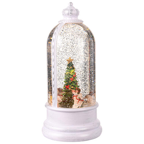 Cupola vetro glitter Angeli movimento albero 12x12x25 cm 4