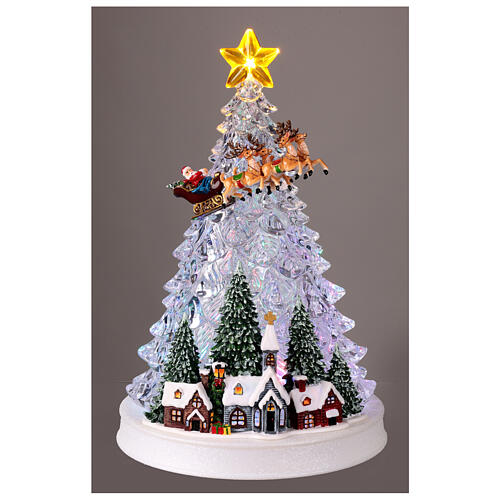 Leuchtender Weihnachtsbaum mit Schlittenmotiv – Musik, Beleuchtung, 32 × 23 × 21 cm 2