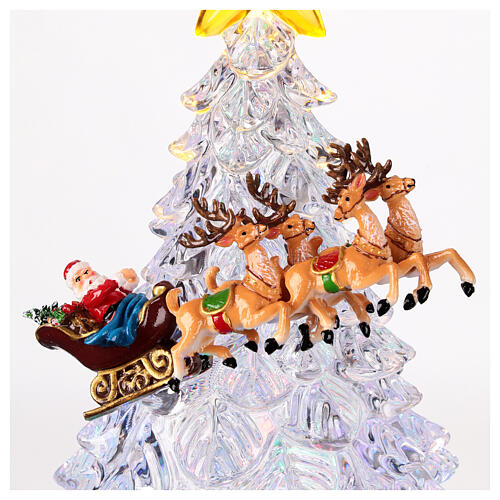 Illuminated Christmas tree with Santa Claus on his sleigh, 10x8x12 in 5