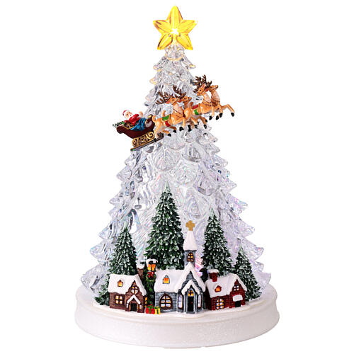 Albero di Natale illuminato slitta Babbo Natale 25x20x30 cm 1