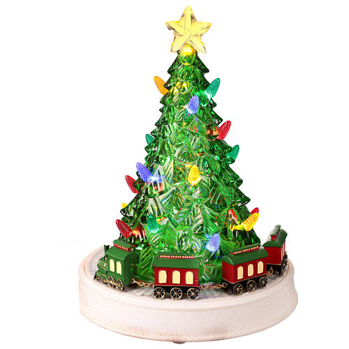 Árbol de Navidad iluminado movimiento tren 20x20x35 cm  1