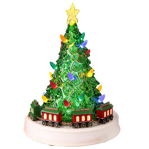 Árbol de Navidad iluminado movimiento tren 20x20x35 cm  4