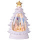 Árbol de Navidad con purpurina iluminado iglesia blanca 20x10x30 cm s1