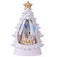 Árbol de Navidad con purpurina iluminado iglesia blanca 20x10x30 cm s4