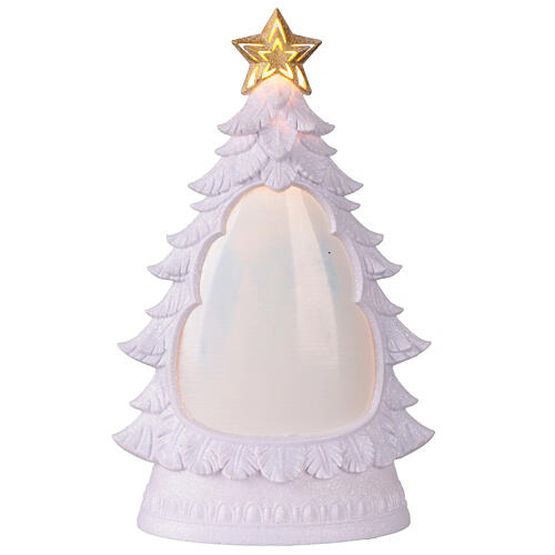 Albero di Natale con glitter illuminato chiesa bianca 20x10x30 cm 5