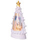 Albero di Natale con glitter illuminato chiesa bianca 20x10x30 cm s2