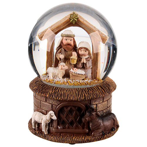 Glass snow globe with Nativity, 4x4x6 in 1