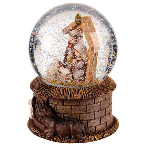 Glass snow globe with Nativity, 4x4x6 in 3