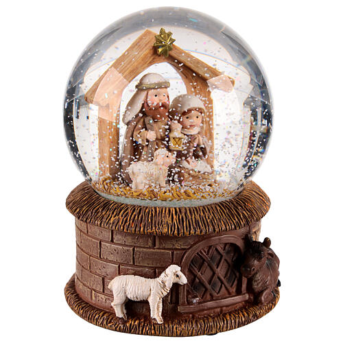 Glass snow globe with Nativity, 4x4x6 in 4