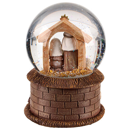 Glass snow globe with Nativity, 4x4x6 in 5