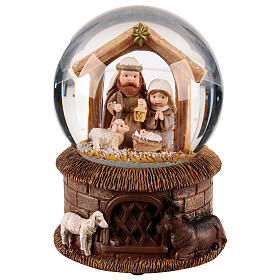 Boule à neige verre avec Nativité 10x10x15 cm