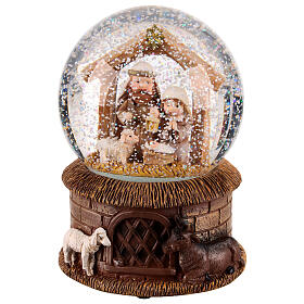 Boule à neige verre avec Nativité 10x10x15 cm