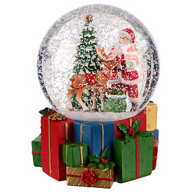 Snow globe of 5 in, Santa Claus with reindeer, 6x6x6 in