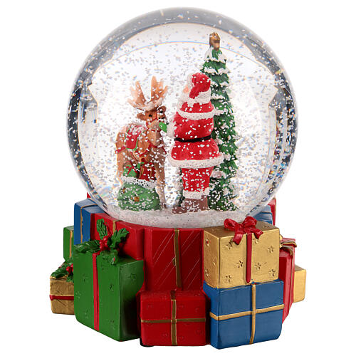 Snow globe of 5 in, Santa Claus with reindeer, 6x6x6 in 3