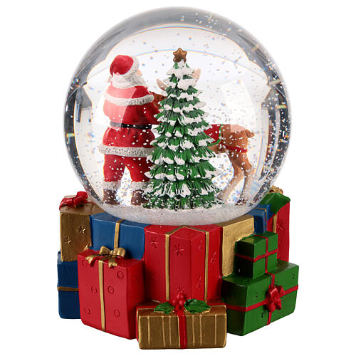 Snow globe of 5 in, Santa Claus with reindeer, 6x6x6 in 5