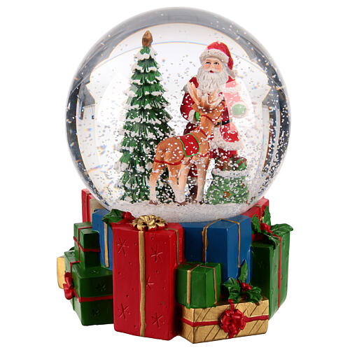 Christmas snow globe 120 mm Santa Claus with reindeer 15x15x15 cm 4