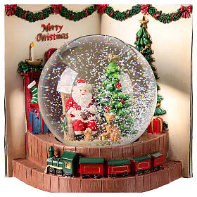 Snow globe in a book, Santa Claus with dogs, 10x6x8 in