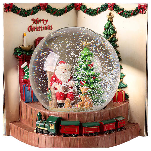 Globo de neve 120 mm livro Pai Natal com cão 25x15x20 cm 2