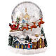 Snow globe with snowy village and Santa on his sleigh, 6x6x6 in s1