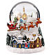 Snow globe with snowy village and Santa on his sleigh, 6x6x6 in s4