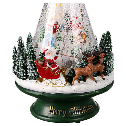 Conical snow globe with snowy city, 6x6x10 in 3