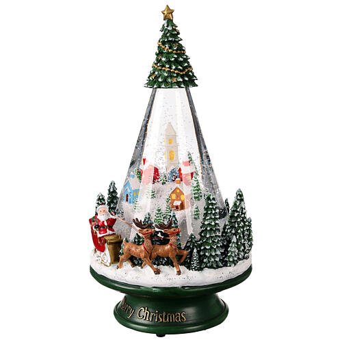 Conical snow globe with snowy city, 6x6x10 in 4