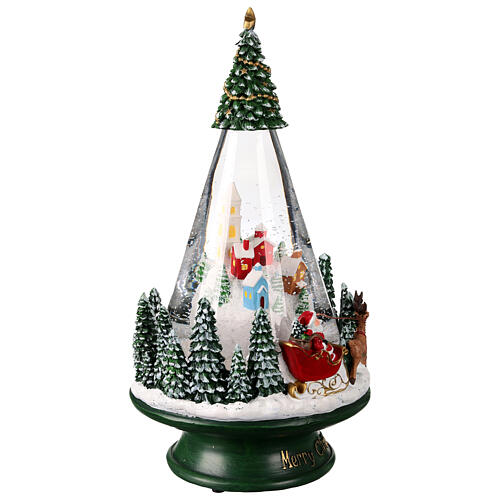 Boule à neige cône ville enneigée 15x15x25 cm 5