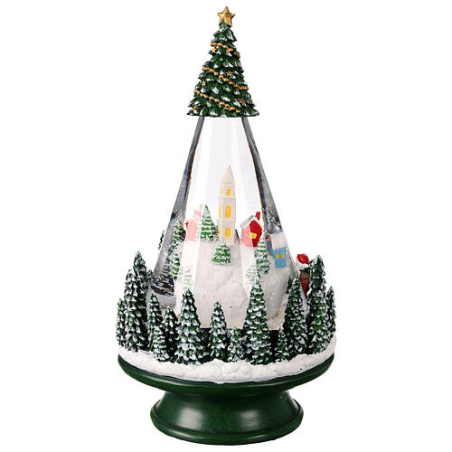 Snow globe cone with snowy city 15x15x25 cm 6
