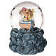 Snow globe with glittery snow and Noah's ark on waves, music box, 6x5x5 in s3