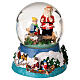 Snow globe with Santa fishing, embossed base and music box, 5x4x4 in s1