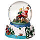 Palla neve Babbo Natale pescatore base rilievo carillon 15x10x10 cm s3
