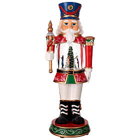 Nutcracker with snow globe, motion and music, 16x6x4 in