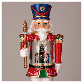 Nutcracker with snow globe, motion and music, 16x6x4 in