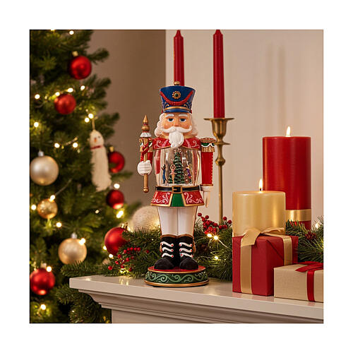Nutcracker with snow globe, motion and music, 16x6x4 in 2