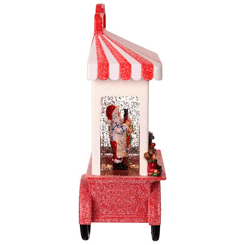 Schneekugel, Weihnachtsmanns Spielzeugwerkstatt auf Wagen – Licht, Musik, Schneewirbel, H 27,3 cm, 17,8 × 10,2 cm 7