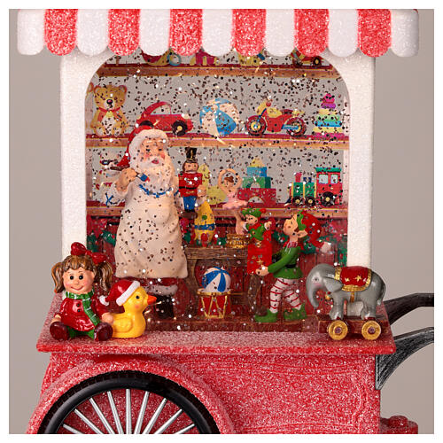 Palla neve laboratorio di Babbo Natale luci musica 25x20x10 cm 5