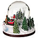 Snow globe: Santa on his sleigh and snowy landscape, music box, 6x6x6 in s3