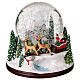 Snow globe: Santa on his sleigh and snowy landscape, music box, 6x6x6 in s5