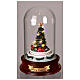 Cloche en verre petit train sapin de Noël lumières musique 20x15x15 cm s2