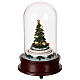 Cloche en verre petit train sapin de Noël lumières musique 20x15x15 cm s3